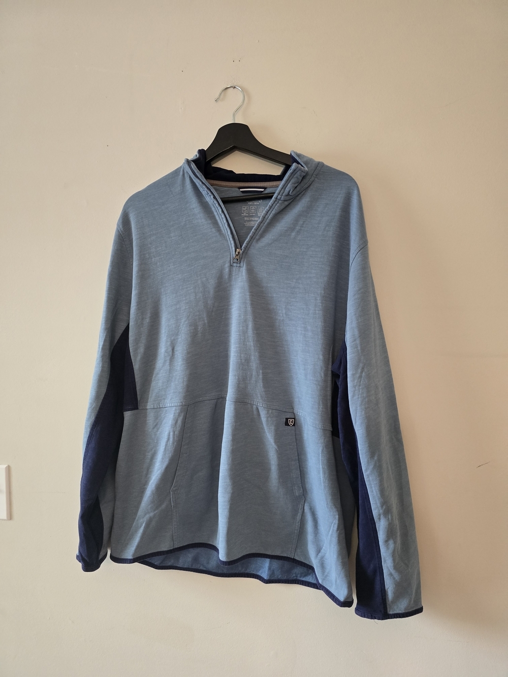 Mens Chaps Light Blue and Navy Quarter-Zip Pullover- Mens Big And Tall Size XXL